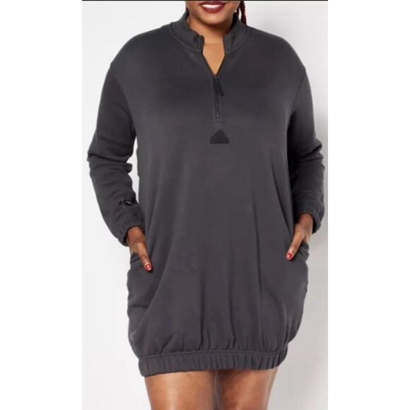 Adidas Women's Plus Size Carbon Half-Zip Sweatshirt Sweater Dress Size 4X New - Picture 1 of 10